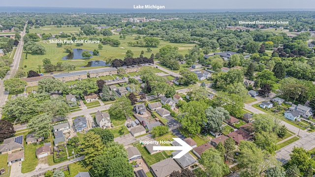 2315 Gilboa Ave, Zion, IL 60099 - aerial view of property and surrounding area featuring a large body of water and nearby suburban area