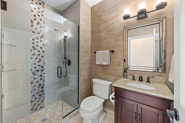 13187 Briar Patch Ln, Lemont, IL 60439 - bathroom with a stall shower, toilet, and vanity