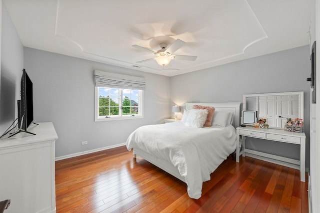 13187 Briar Patch Ln, Lemont, IL 60439 - bedroom featuring hardwood / wood-style flooring, baseboards, and ceiling fan