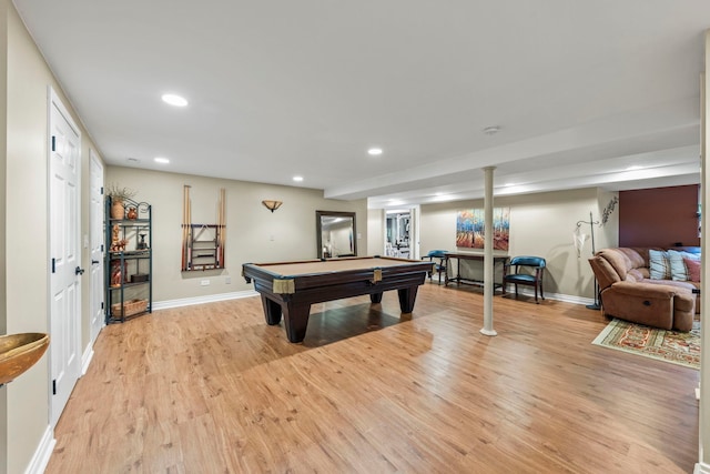 13187 Briar Patch Ln, Lemont, IL 60439 - game room with pool table, light wood-style flooring, recessed lighting, and baseboards