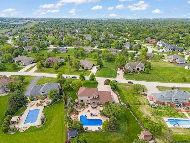 13187 Briar Patch Ln, Lemont, IL 60439 - aerial perspective of suburban area featuring a pool