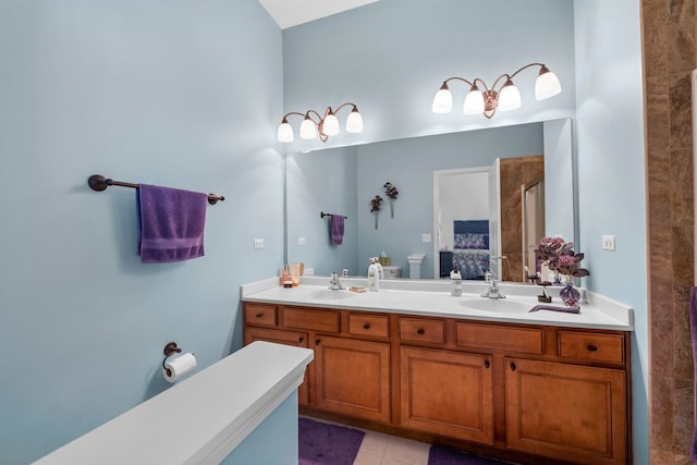 210 Station Park Cir, Grayslake, IL 60030 - full bath with double vanity, tile patterned floors, and a shower