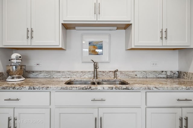 145 W Lake Shore Dr, Tower Lakes, IL 60010 - kitchen with a sink, white cabinetry, and light stone counters