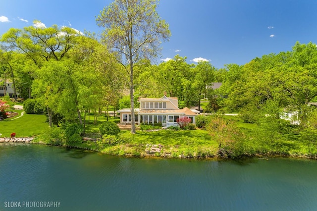 145 W Lake Shore Dr, Tower Lakes, IL 60010 - view from above of property with a large body of water and a forest