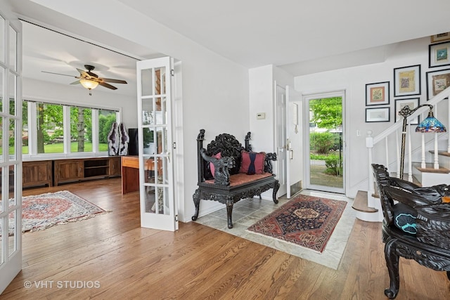 145 W Lake Shore Dr, Tower Lakes, IL 60010 - foyer with healthy amount of natural light, a ceiling fan, and wood finished floors