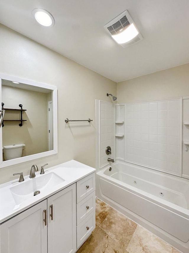 5411 S Brookstone Dr, Rochelle, IL 61068 - bathroom with  shower combination, vanity, and toilet