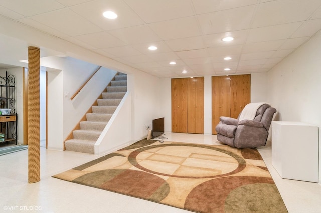 91 Fletcher Dr, Des Plaines, IL 60016 - sitting room featuring recessed lighting and stairway