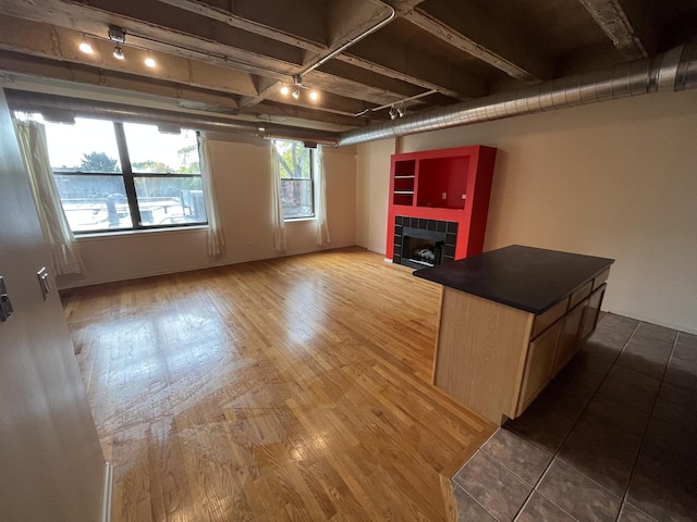 5200 S Ellis Ave Unit 202N, Chicago, IL 60615 - unfurnished living room with wood finished floors and a tile fireplace