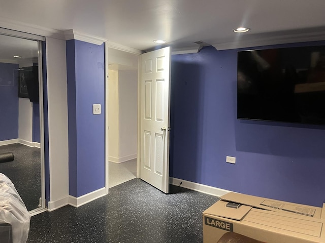 2256 S 15th Ave, North Riverside, IL 60546 - unfurnished bedroom with baseboards, crown molding, and recessed lighting
