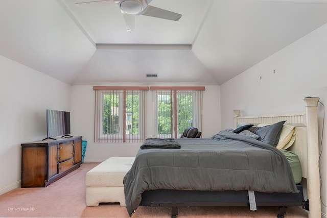 20825 Brookside Blvd, Olympia Fields, IL 60461 - bedroom with light carpet, lofted ceiling, a ceiling fan, and baseboards