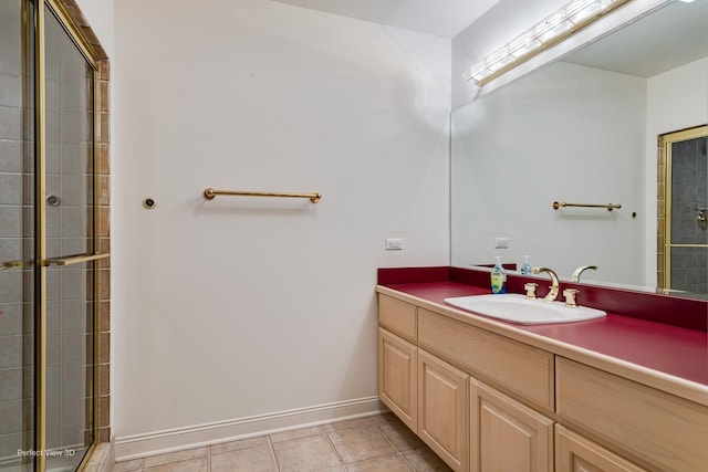 20825 Brookside Blvd, Olympia Fields, IL 60461 - full bath with vanity, a tile shower, tile patterned flooring, and baseboards