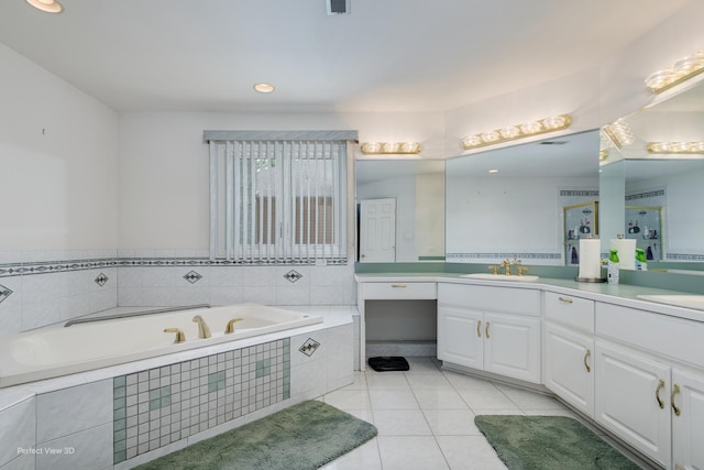20825 Brookside Blvd, Olympia Fields, IL 60461 - full bath featuring double vanity, a bath, and tile patterned floors