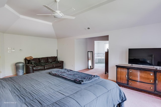 20825 Brookside Blvd, Olympia Fields, IL 60461 - carpeted bedroom featuring lofted ceiling, ceiling fan, and ensuite bathroom