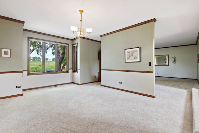 1224 Barclay Cir, Inverness, IL 60010 - carpeted empty room with crown molding, a chandelier, and baseboards
