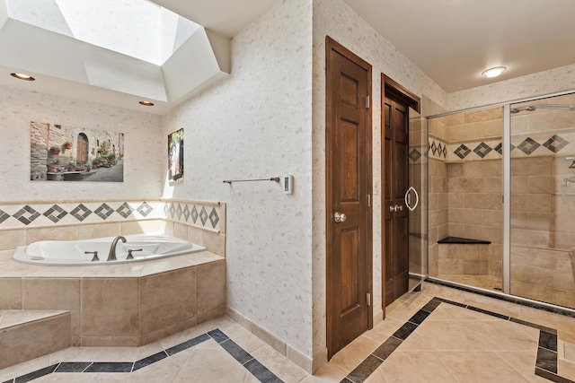 1224 Barclay Cir, Inverness, IL 60010 - bathroom featuring inlaid floor details, tile patterned floors, a shower stall, and a bath