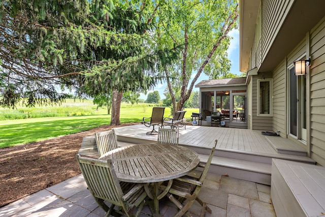 1224 Barclay Cir, Inverness, IL 60010 - view of patio featuring a deck, outdoor dining area, and a sunroom