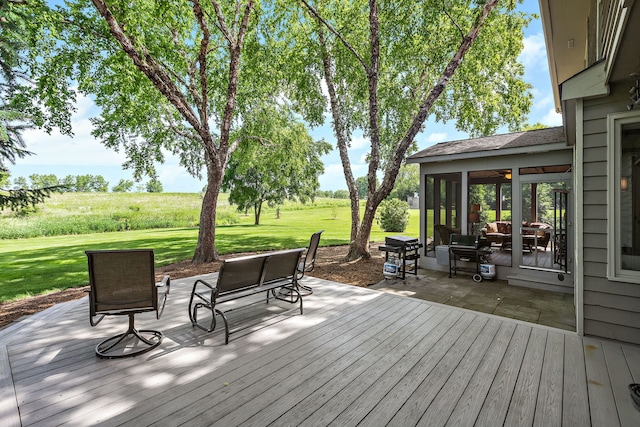 1224 Barclay Cir, Inverness, IL 60010 - deck featuring a sunroom and a yard