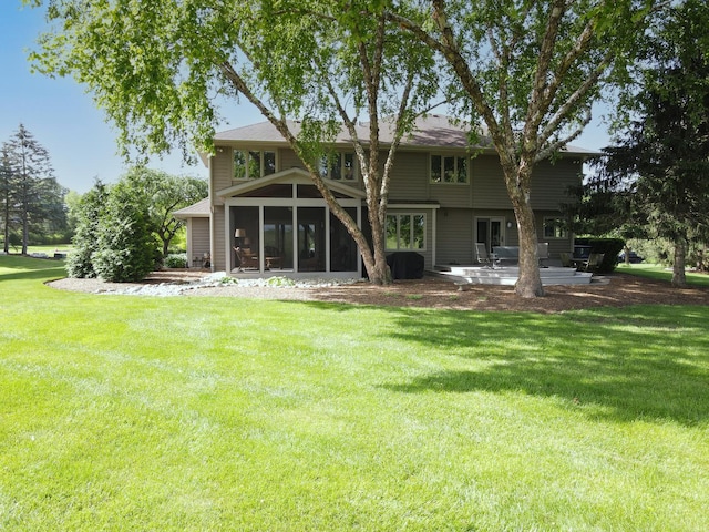 1224 Barclay Cir, Inverness, IL 60010 - back of house with a patio, a sunroom, and a yard