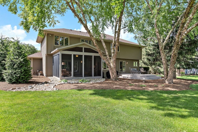 1224 Barclay Cir, Inverness, IL 60010 - rear view of house featuring a patio area, a sunroom, and a lawn
