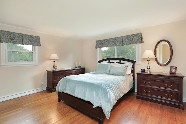 1706 Elm Ave, Northbrook, IL 60062 - bedroom featuring multiple windows, wood finished floors, and a baseboard radiator