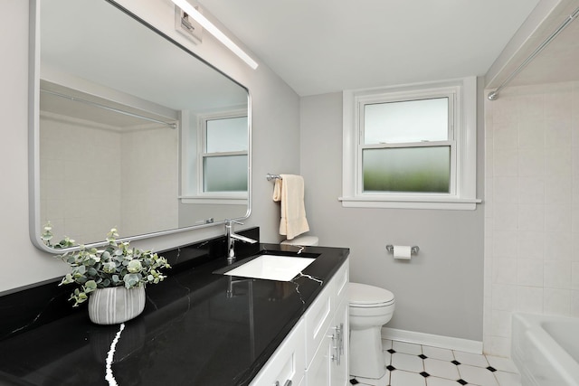 1706 Elm Ave, Northbrook, IL 60062 - bathroom featuring vanity, baseboards, toilet, and shower / bathtub combination
