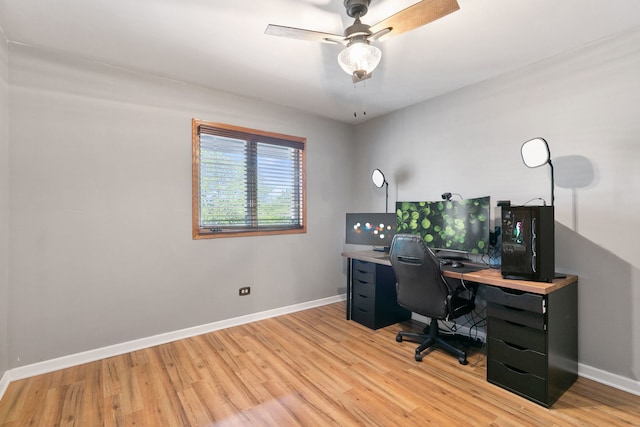 11015 S Theresa Cir Unit 3C, Palos Hills, IL 60465 - office area with light wood finished floors and a ceiling fan