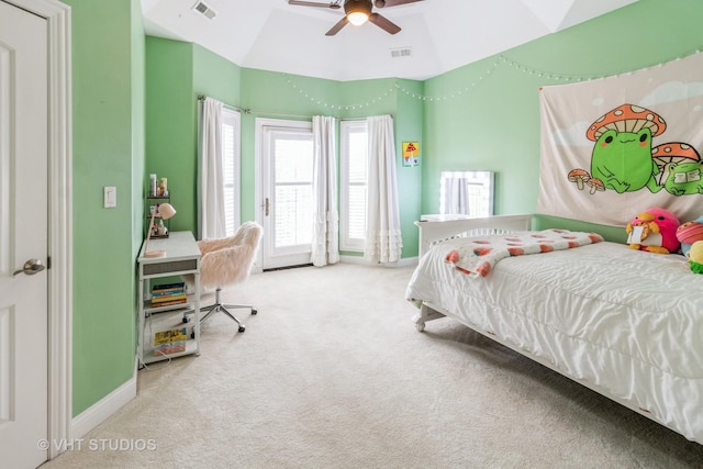 4111 Douglas Rd, Downers Grove, IL 60515 - bedroom with carpet, lofted ceiling, a ceiling fan, and baseboards