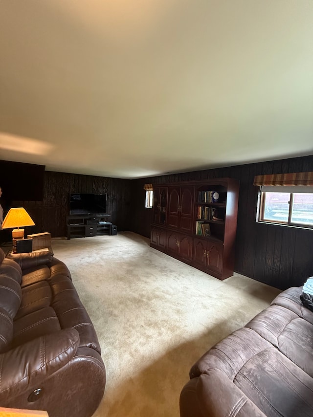 17121 Bernadine St, Lansing, IL 60438 - living room featuring light colored carpet and wooden walls