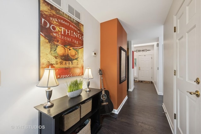 2260 Brookside Ct, Aurora, IL 60502 - corridor featuring dark wood-style flooring and baseboards