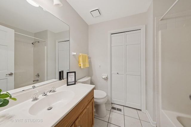 2260 Brookside Ct, Aurora, IL 60502 - bathroom with toilet, vanity, tile patterned flooring, and bathtub / shower combination