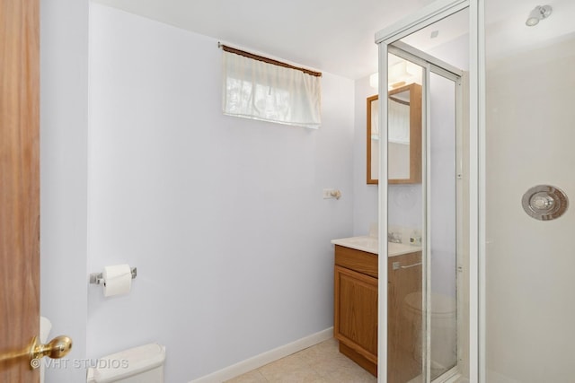 1401 S 6th Ave, Des Plaines, IL 60018 - full bath featuring vanity, a stall shower, and tile patterned floors