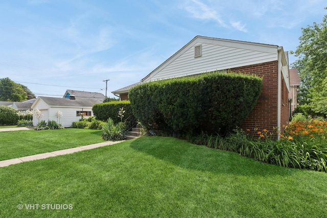 1401 S 6th Ave, Des Plaines, IL 60018 - view of side of property with brick siding, a lawn, and a garage