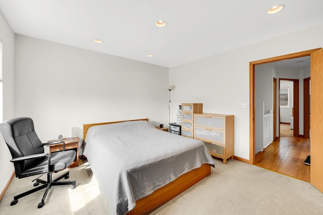 1925 W 34th St Unit A, Chicago, IL 60608 - bedroom featuring light carpet, baseboards, and recessed lighting