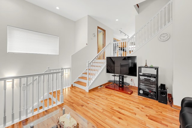 1925 W 34th St Unit A, Chicago, IL 60608 - living area featuring wood finished floors, recessed lighting, baseboards, and stairs