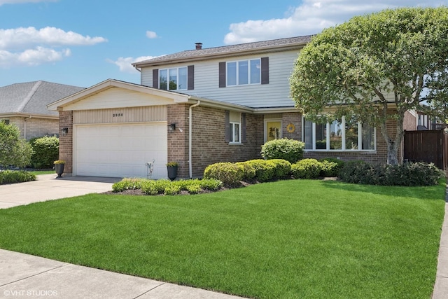 2950 Becket Ave, Westchester, IL 60154 - view of front facade with brick siding, a garage, a front yard, and driveway