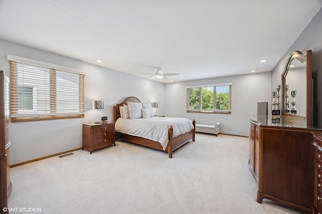 2950 Becket Ave, Westchester, IL 60154 - bedroom with light carpet, baseboards, a ceiling fan, and recessed lighting