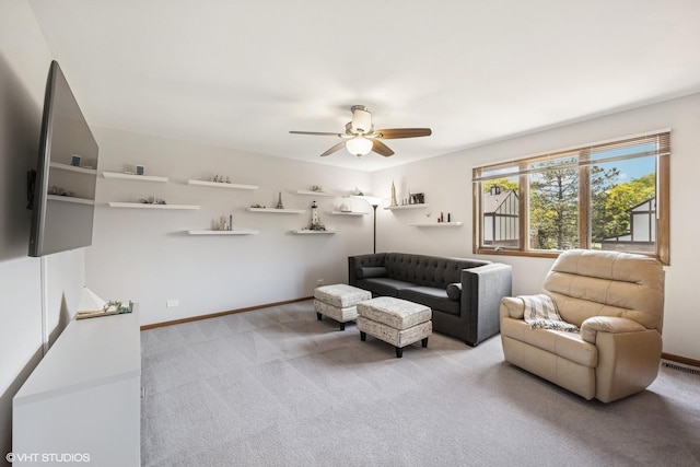 2950 Becket Ave, Westchester, IL 60154 - carpeted living room with a ceiling fan and baseboards