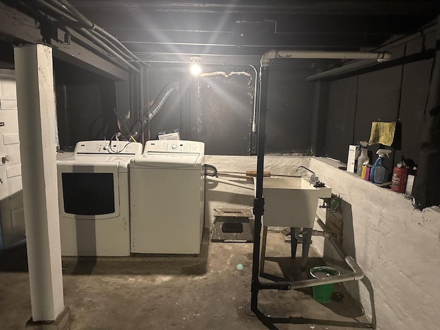 12010 S Michigan Ave, Chicago, IL 60628 - unfinished below grade area featuring independent washer and dryer and a sink