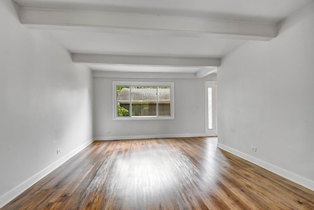 300 Redwing Dr, Bolingbrook, IL 60440 - unfurnished room featuring beam ceiling, wood finished floors, and baseboards