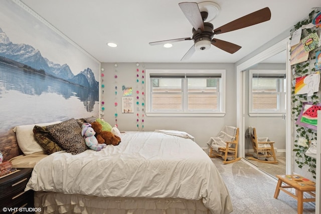 4253 Grove St, Skokie, IL 60076 - bedroom featuring carpet, ceiling fan, and recessed lighting