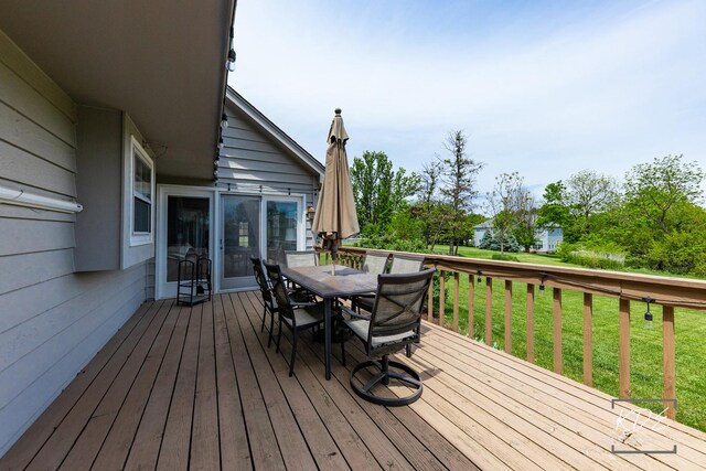 1309 Brunswick Ct, Naperville, IL 60540 - wooden terrace featuring outdoor dining area and a yard