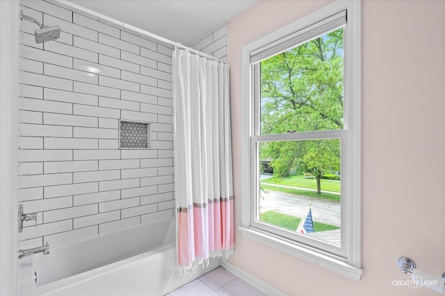 2255 University Dr, Naperville, IL 60565 - full bathroom featuring shower / tub combo, tile patterned floors, and baseboards