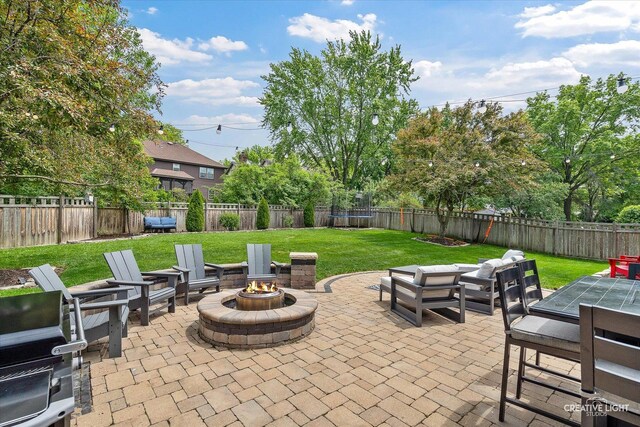 2255 University Dr, Naperville, IL 60565 - view of patio featuring a fire pit and outdoor dining area