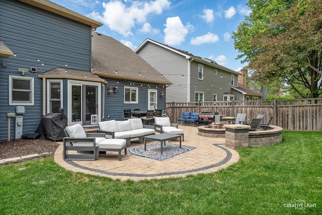 2255 University Dr, Naperville, IL 60565 - view of patio with an outdoor living space with a fire pit and a grill