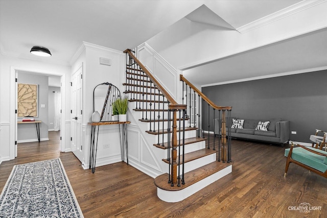 2255 University Dr, Naperville, IL 60565 - stairs with wood finished floors and ornamental molding
