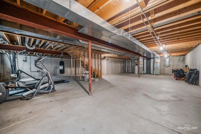 25700 Pastoral Dr, Plainfield, IL 60585 - unfinished below grade area with stairs and water heater