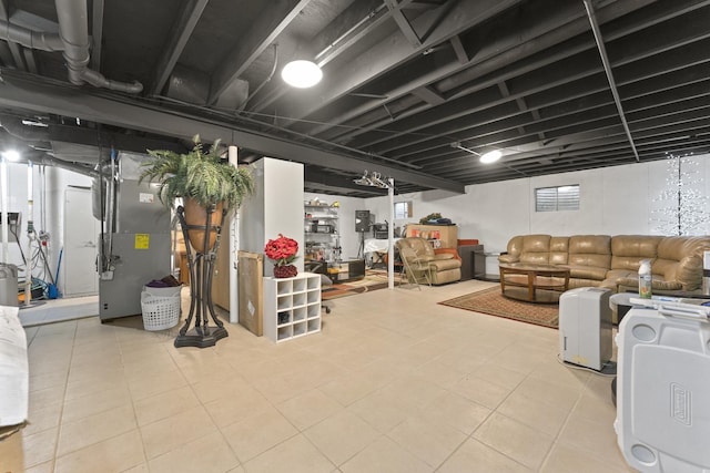 630 S Walnut Ln, Schaumburg, IL 60193 - below grade area featuring heating unit and tile patterned floors