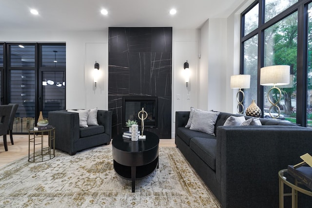 2049 W Race Ave, Chicago, IL 60612 - living room with wood finished floors, recessed lighting, and a fireplace