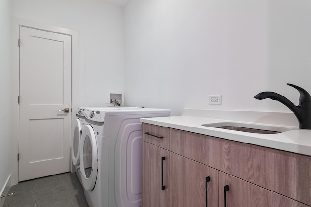2049 W Race Ave, Chicago, IL 60612 - washroom with cabinet space, independent washer and dryer, and tile patterned flooring