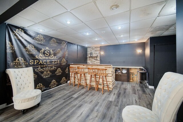 3201 Union Ave, Steger, IL 60475 - indoor dry bar with wood finished floors, baseboards, a paneled ceiling, and recessed lighting